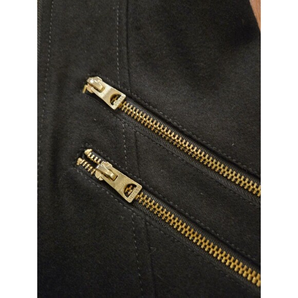 NWT Guess L Black Wool Gold Zip Coat Nordstrom long Chic Classic Asymmetrical - Picture 11 of 16